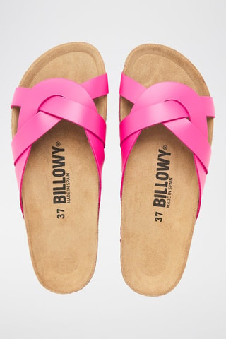 Mules en cuir - Fuchsia