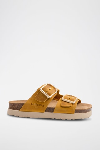 Nubuck Platform Sandalen Mosterdgeel