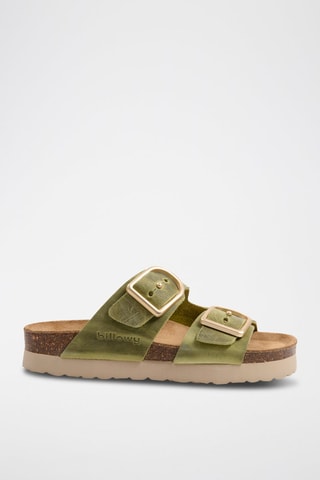 Nubuck Platform Sandalen Zeegroen