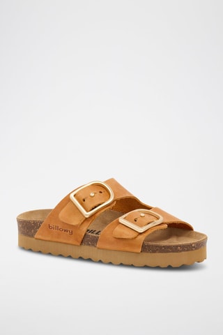 Leren Platform Sandalen - Oranje