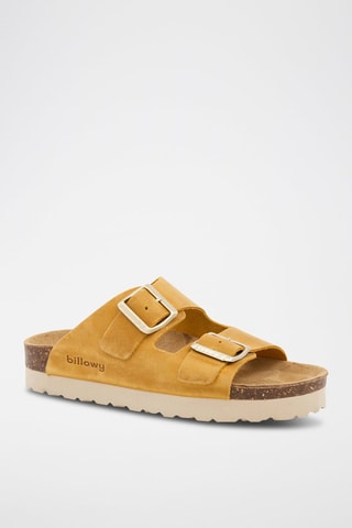 Leren Platform Sandalen - Geel