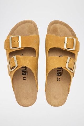 Leren Platform Sandalen - Geel