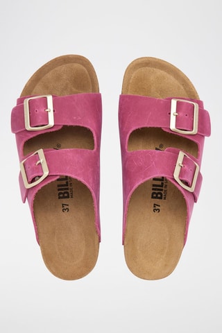 Leren Platform Sandalen - Fuchsia