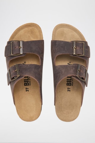 Leren Platform Sandalen - Bruin