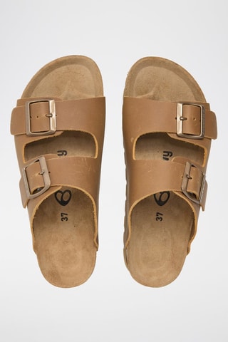 Leren Platform Muiltjes - Bruin