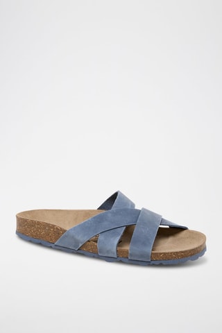 Mules en cuir - Bleu