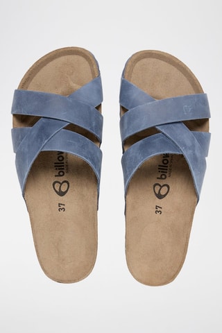 Mules en cuir - Bleu