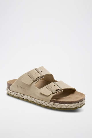 Nubuck Platform Muiltjes - Kaki