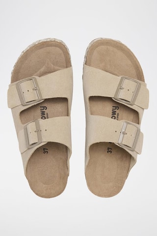 Nubuck Platform Muiltjes - Kaki