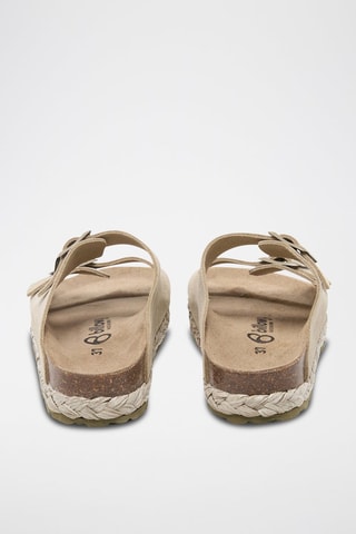 Nubuck Platform Muiltjes - Kaki