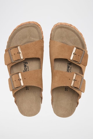 Nubuck Platform Muiltjes - Bruin
