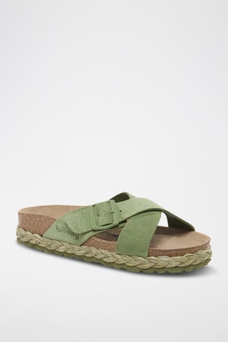 Nubuck Platform Muiltjes - Groen