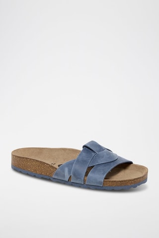 Mules en cuir - Bleu