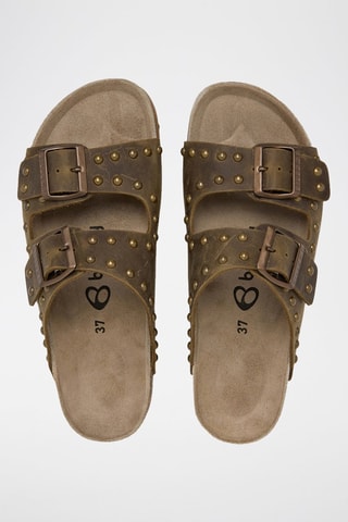 Leren Platform Muiltjes - Kaki