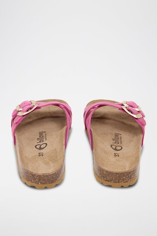 Mules en cuir - Fuchsia