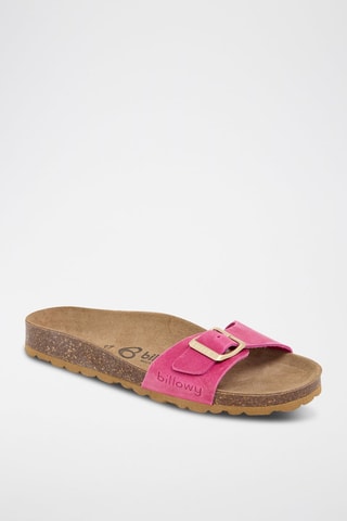 Mules en cuir - Fuchsia