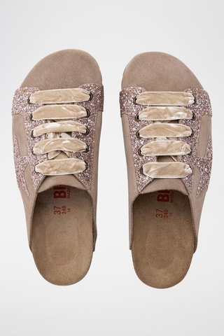 Leren Muiltjes met Sleehak - Beige