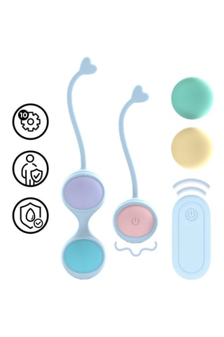 Kit de boules de Kegel vibrantes interchangeables Loveline - Blanc - 8 cm