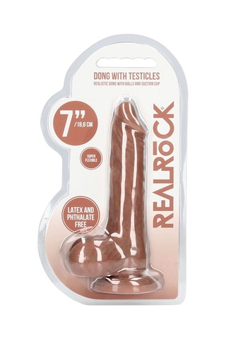 Godemiché avec testicules Marron - 17 cm