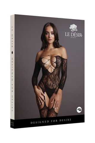 Guêpière Criss Cross Neck Bodystocking - Noir