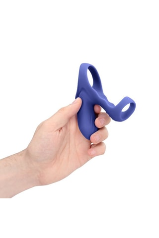 Cockring vibrant avec stimulation clitoridienne Tamiya - Bleu