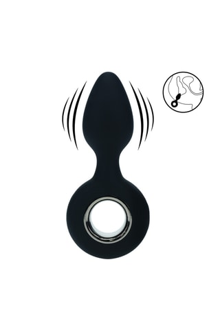 Plug anal vibrant avec boucle - Noir - 3,6 cm