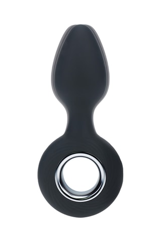 Plug anal vibrant avec boucle - Noir - 3,6 cm