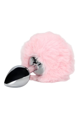 Plug anal avec queue en fourrure - Rose - 4,9