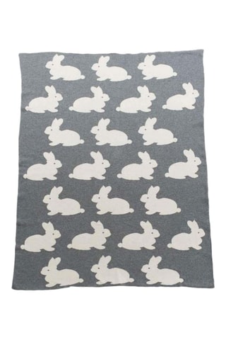 Couverture en coton biologique - Gris - 80 x 100 cm - Blanc et gris
