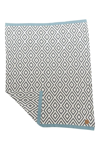 Couverture en coton biologique - Gris clair - 80 x 100 cm - Blanc, bleu et gris