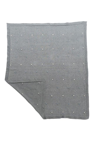 Couverture en coton biologique - Gris clair - 80 x 100 cm - Blanc et gris