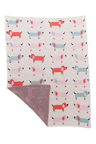 Couverture en coton biologique - Blanc - 80 x 100 cm - Blanc, rouge et rose
