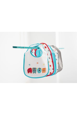 5 bavoirs - Turquoise et blanc
