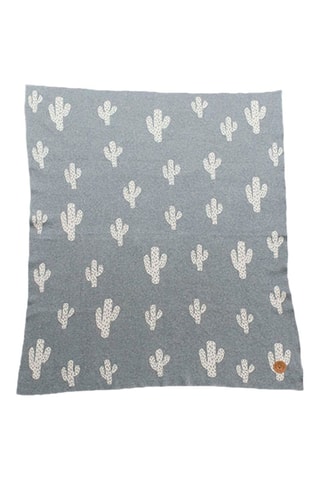 Couverture en coton biologique - Gris clair - 80 x 100 cm - Blanc et gris
