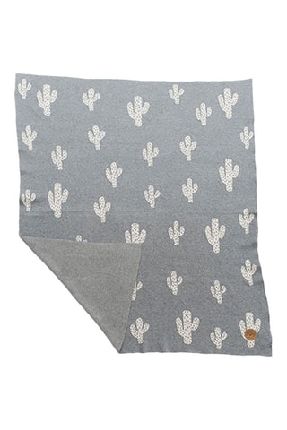 Couverture en coton biologique - Gris clair - 80 x 100 cm - Blanc et gris