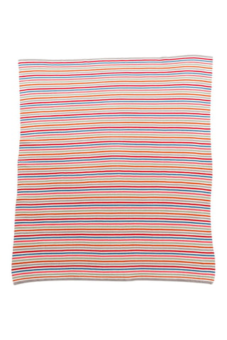 Couverture en coton biologique - Moutarde et bordeaux - 80 x 100 cm - Blanc, rouge, jaune et gris