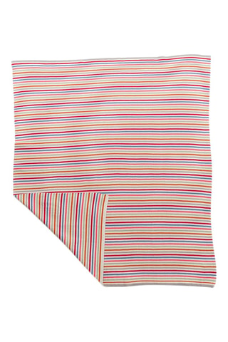Couverture en coton biologique - Moutarde et bordeaux - 80 x 100 cm - Blanc, rouge, jaune et gris