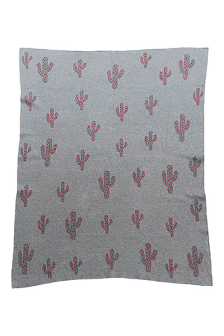 Couverture en coton biologique - Gris - 80 x 100 cm - Rouge et gris