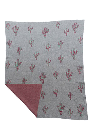 Couverture en coton biologique - Gris - 80 x 100 cm - Rouge et gris