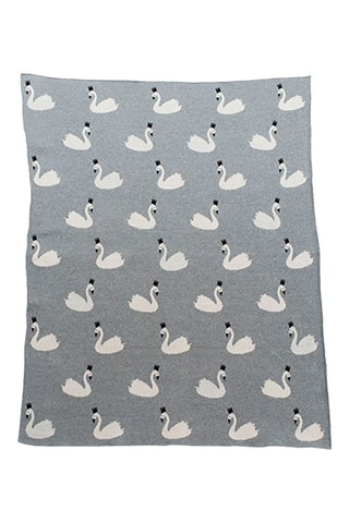 Couverture en coton biologique - Gris clair - 80 x 100 cm - Blanc, noir et gris