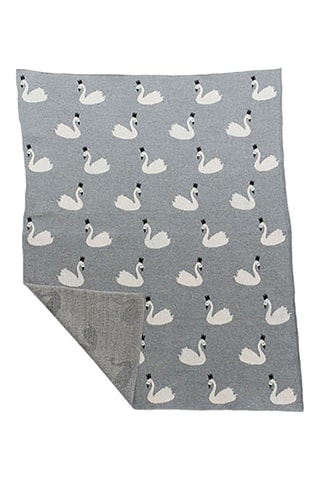 Couverture en coton biologique - Gris clair - 80 x 100 cm - Blanc, noir et gris
