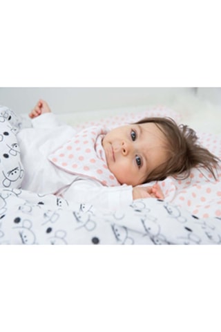 2 couvertures en coton biologique - 120 x 120 cm - Blanc et rose