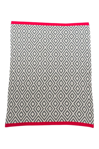 Couverture en coton biologique - Gris clair - 80 x 100 cm - Blanc, rouge et gris