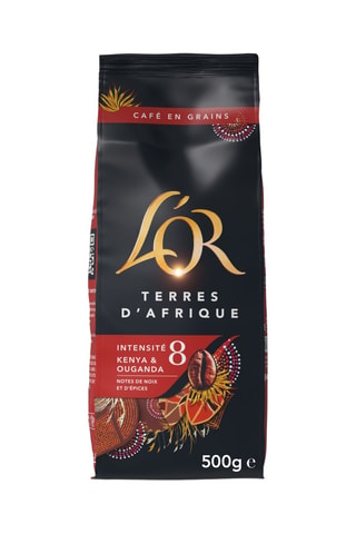 4 x 500 g - Café en grano L'Or Terres d'Afrique - Intensidad 8