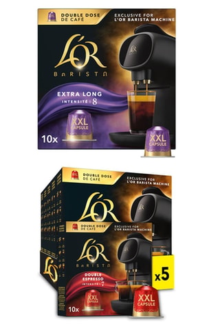 50 cápsulas - Café Extralargo - Intensidad 8 + 50 cápsulas - Café Doble Espresso - Intensidad 7