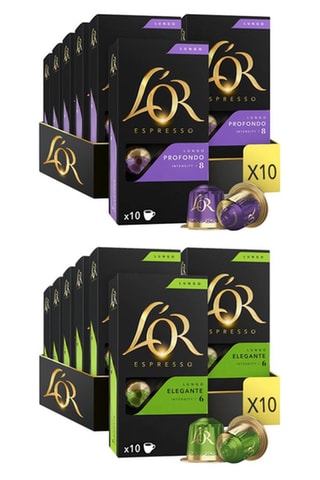 100 cápsulas L'Or Espresso - Café Profondo - Intensidad 8 + 100 cápsulas L'Or Espresso - Café Lungo Elegante - Intensidad 6