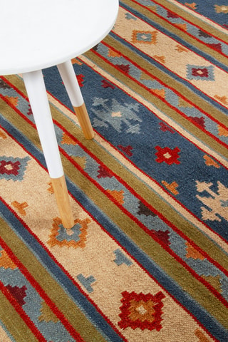 Tapis en laine Kilim Sivas - Bleu marine