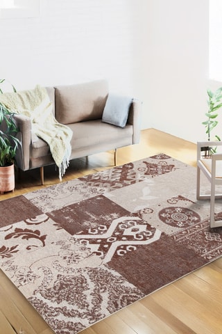 Alfombra Velluto - Beige y marrón oscuro