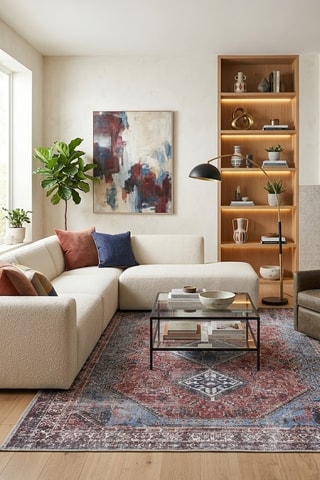 Tapis Oasis - Marron et bleu marine