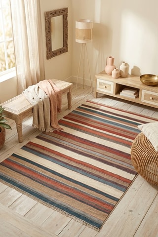 Alfombra de lana Kilim Hippie Des.4 - Rojo teja